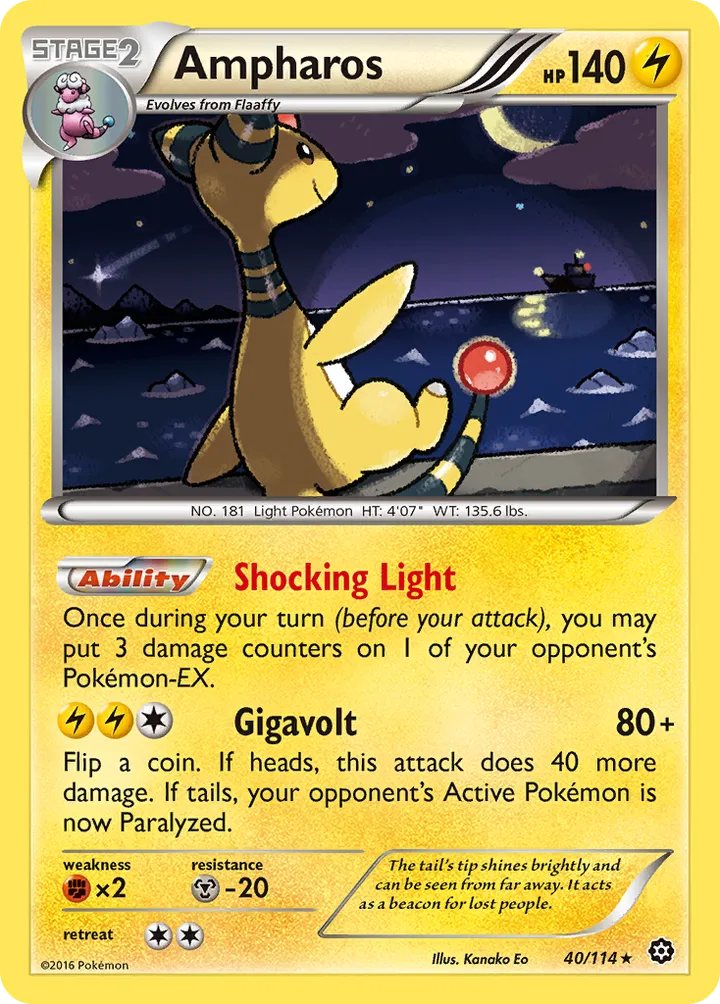 XY—Steam Siege 英語版 Ampharos 40 カード表面
