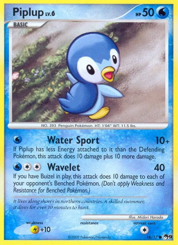 POP Series 9 영어판 Piplup 16 카드 앞면