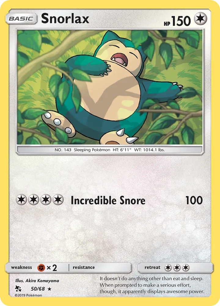 Hidden Fates 영어판 Snorlax 50 카드 앞면