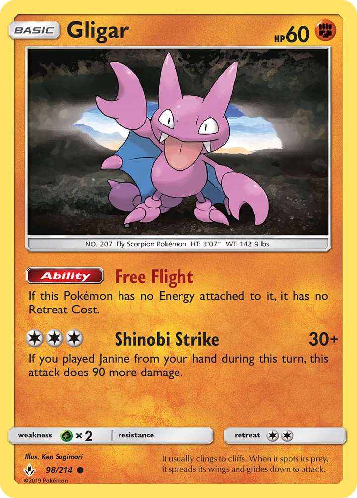 Sun & Moon—Unbroken Bonds 英語版 Gligar 98 カード表面