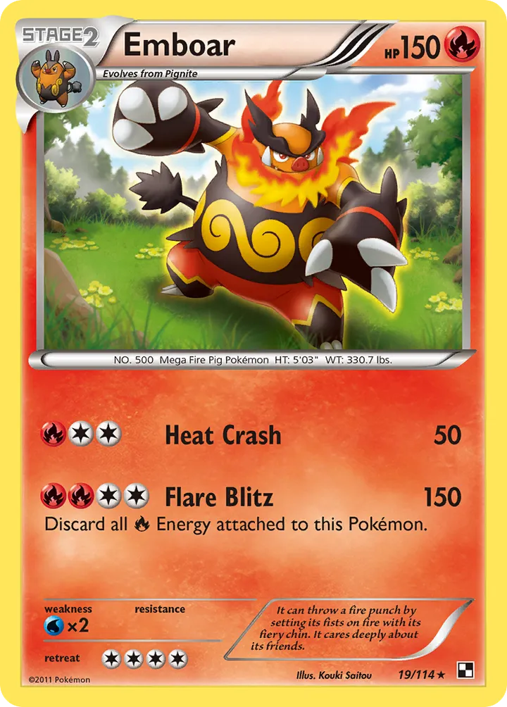 Black & White 영어판 Emboar 19 카드 앞면
