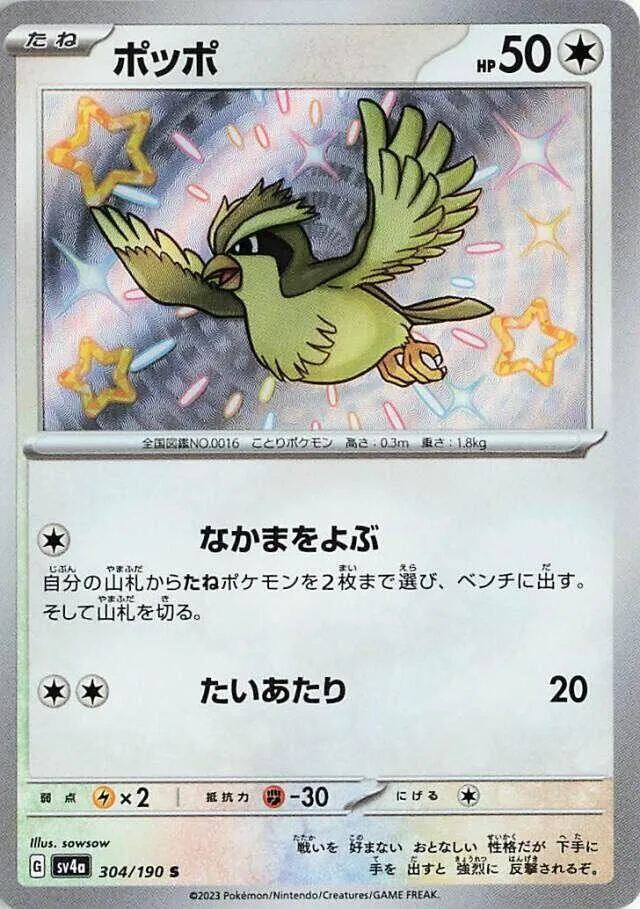 Front of Pidgey 304, シャイニートレジャーex Japanese
