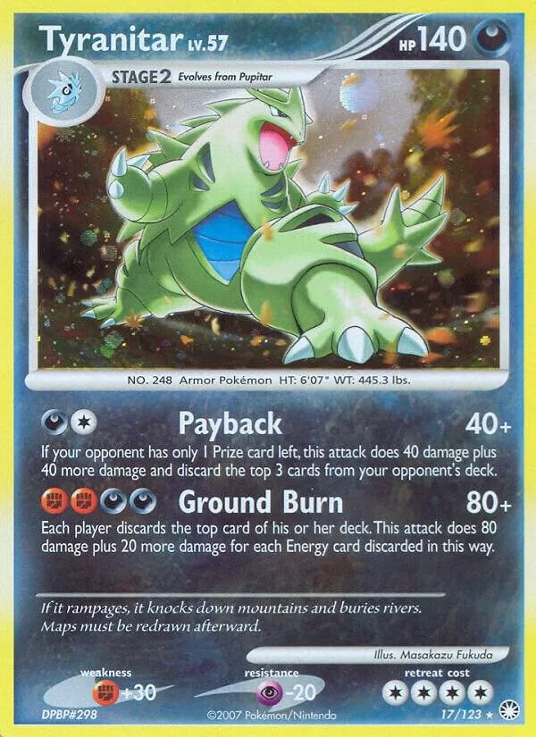 Diamond & Pearl—Mysterious Treasures 영어판 Tyranitar 17 카드 앞면