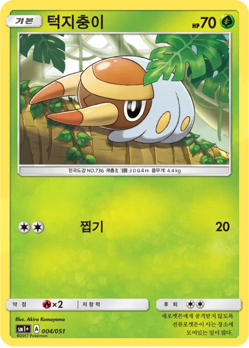 썬&문 韓国語版 턱지충이 4 カード表面