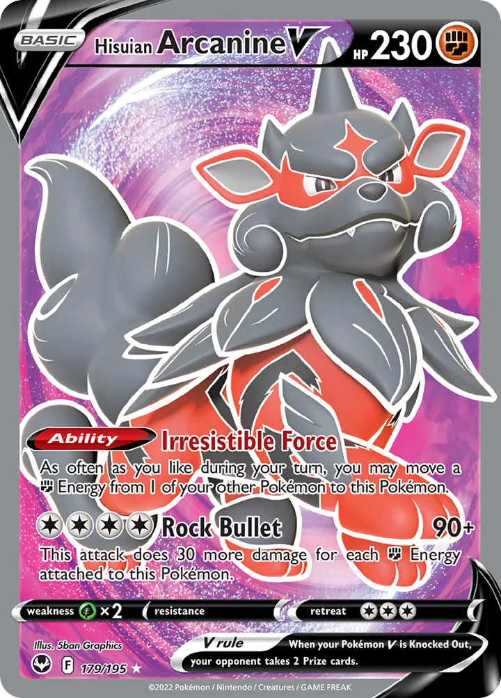 Sword & Shield—Silver Tempest 영어판 Hisuian Arcanine V 179 카드 앞면
