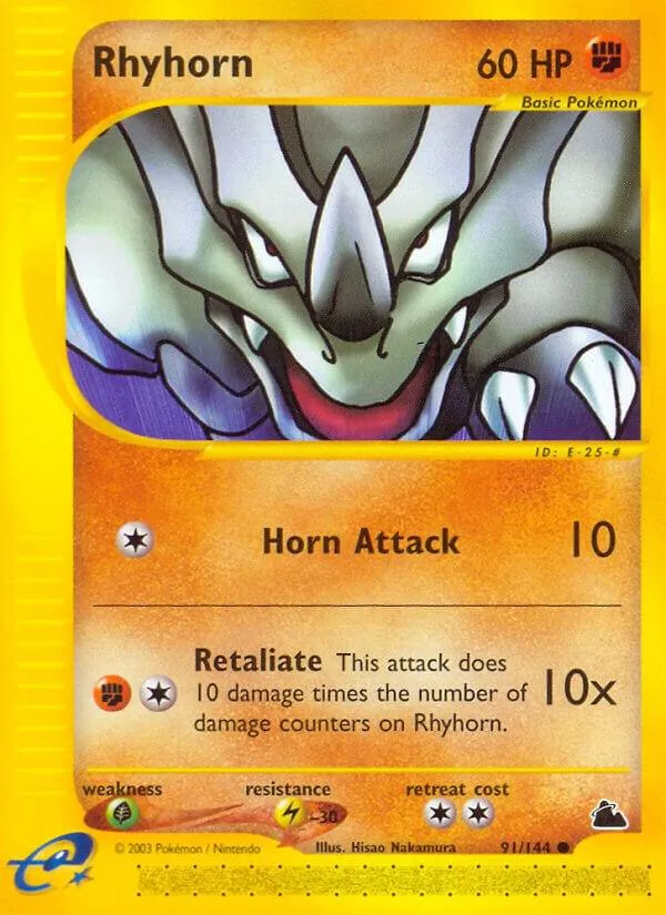 Skyridge 영어판 Rhyhorn 91 카드 앞면