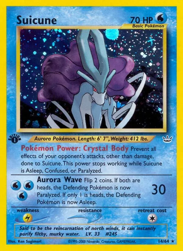 Neo Revelation 영어판 Suicune 14 카드 앞면