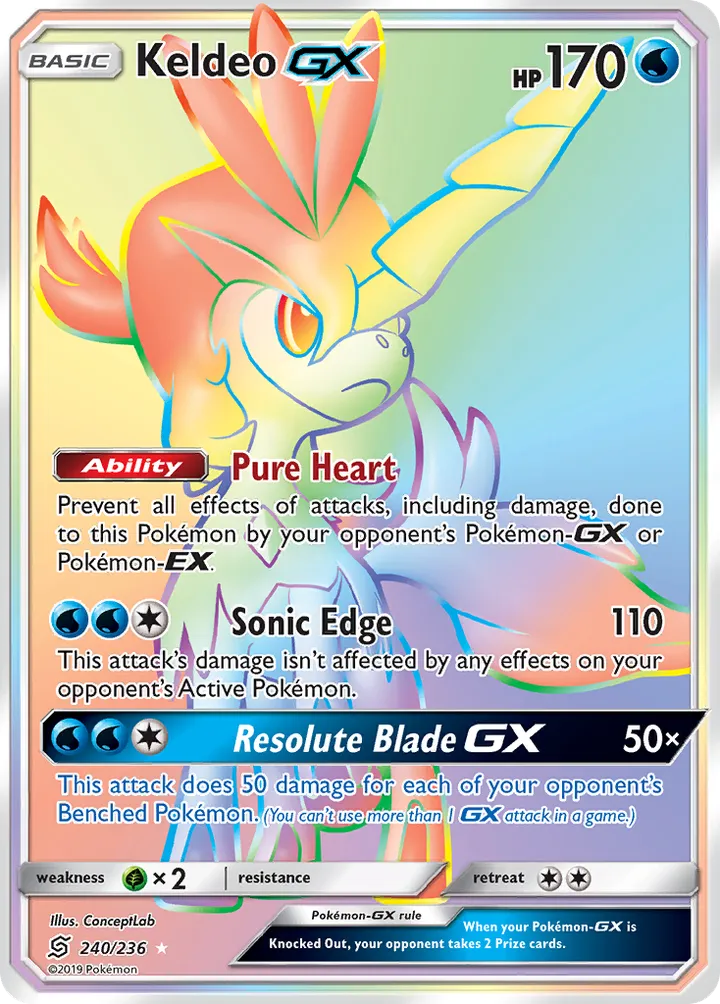 Sun & Moon—Unified Minds 영어판 Keldeo-GX 240 카드 앞면