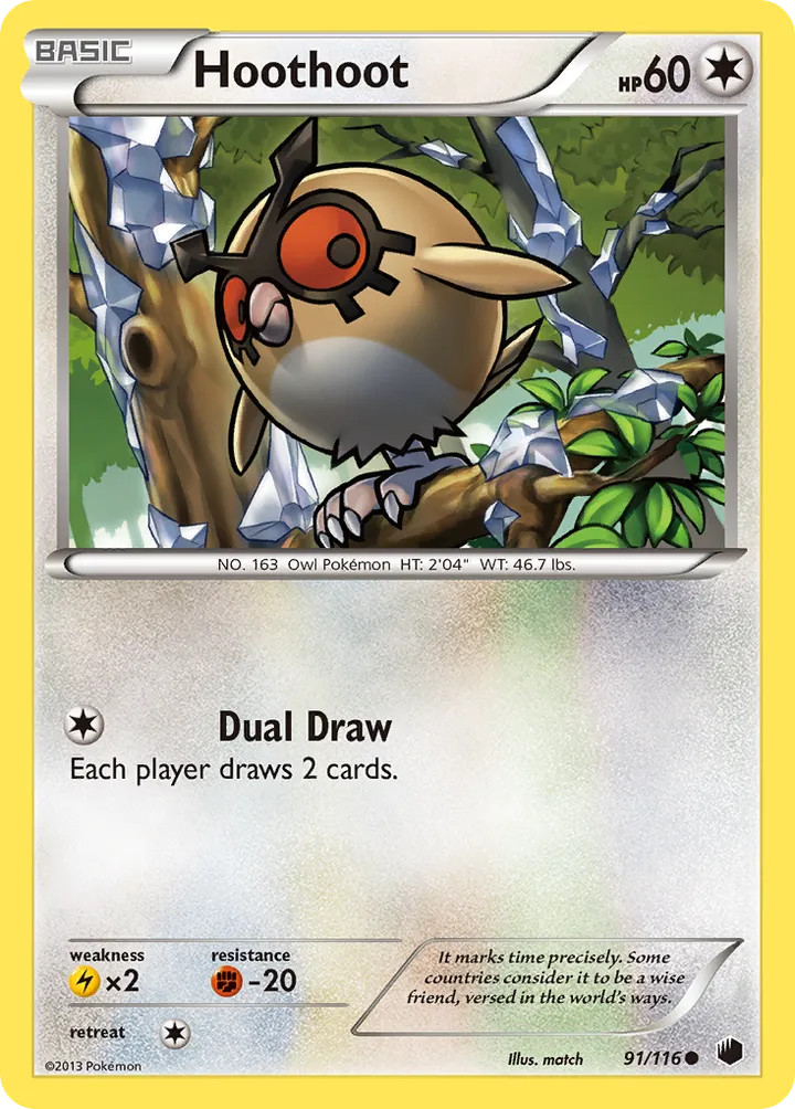 Black & White—Plasma Freeze 영어판 Hoothoot 91 카드 앞면