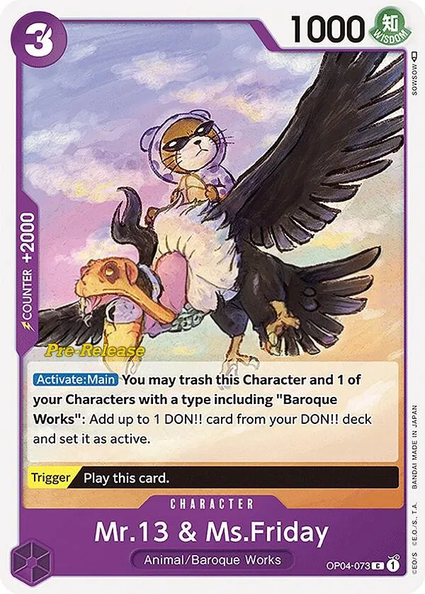 Front of Mr.13 & Ms.Friday OP04-073 · Pre-Release, Kingdoms of Intrigue English