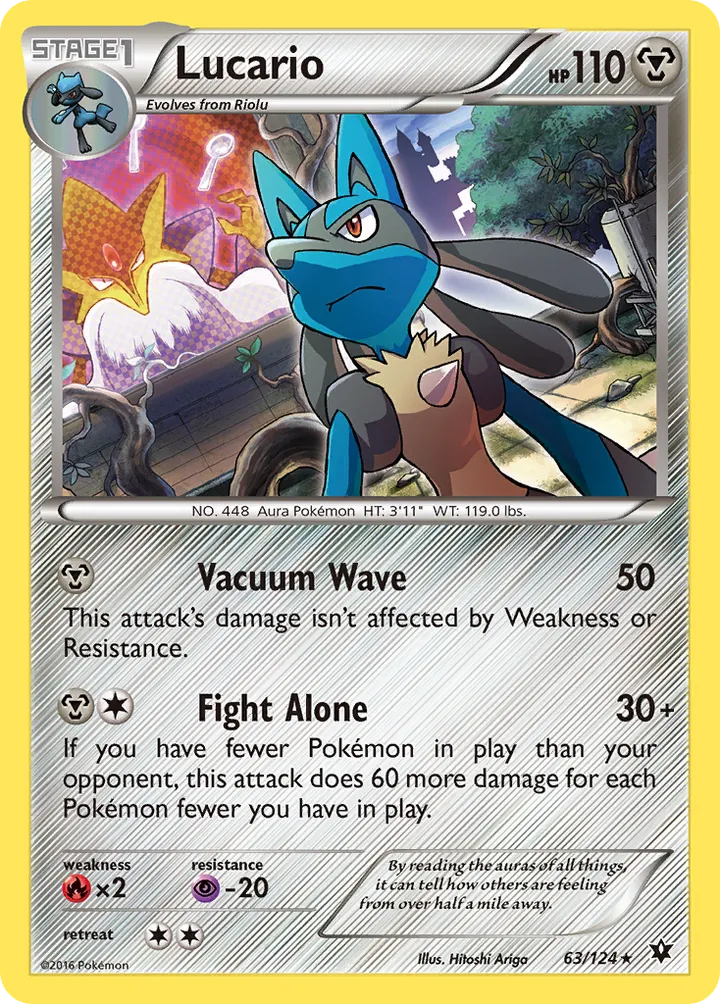 XY—Fates Collide 영어판 Lucario 63 카드 앞면