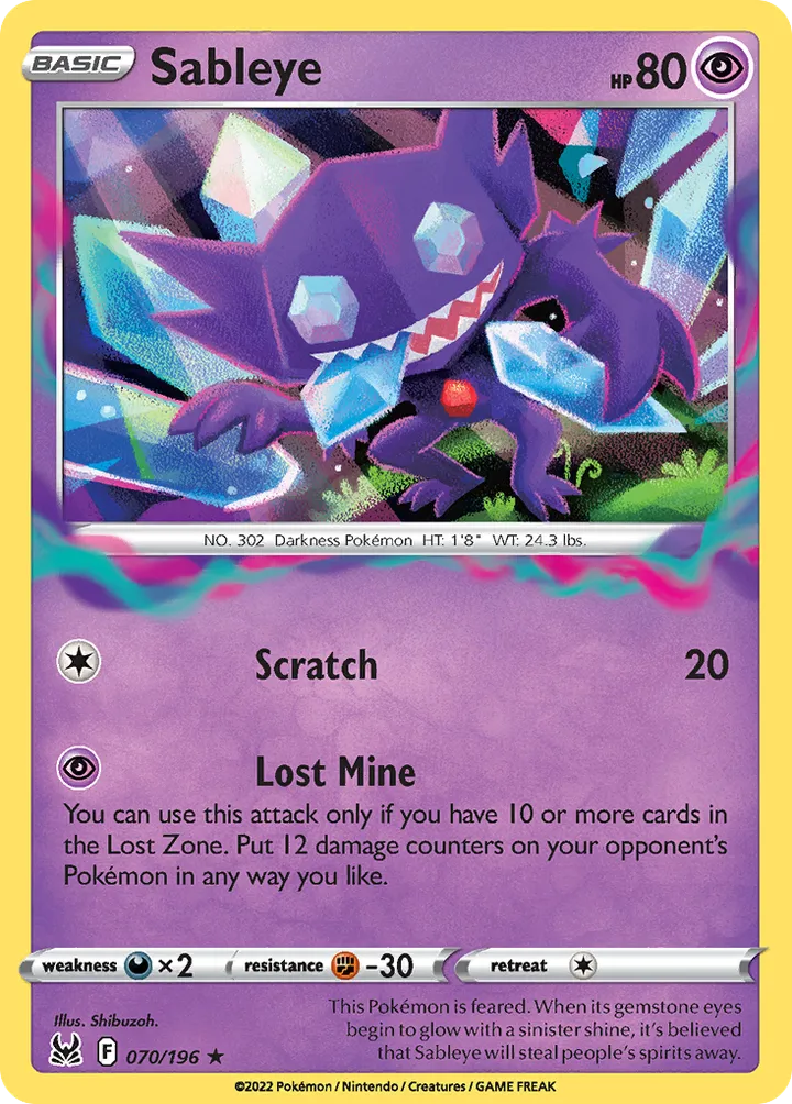 Sword & Shield—Lost Origin 영어판 Sableye 70 카드 앞면
