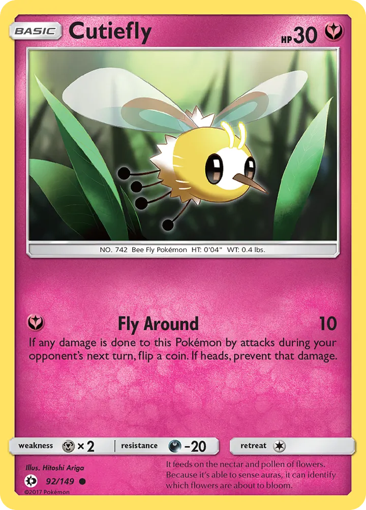 Sun & Moon 英語版 Cutiefly 92 カード表面
