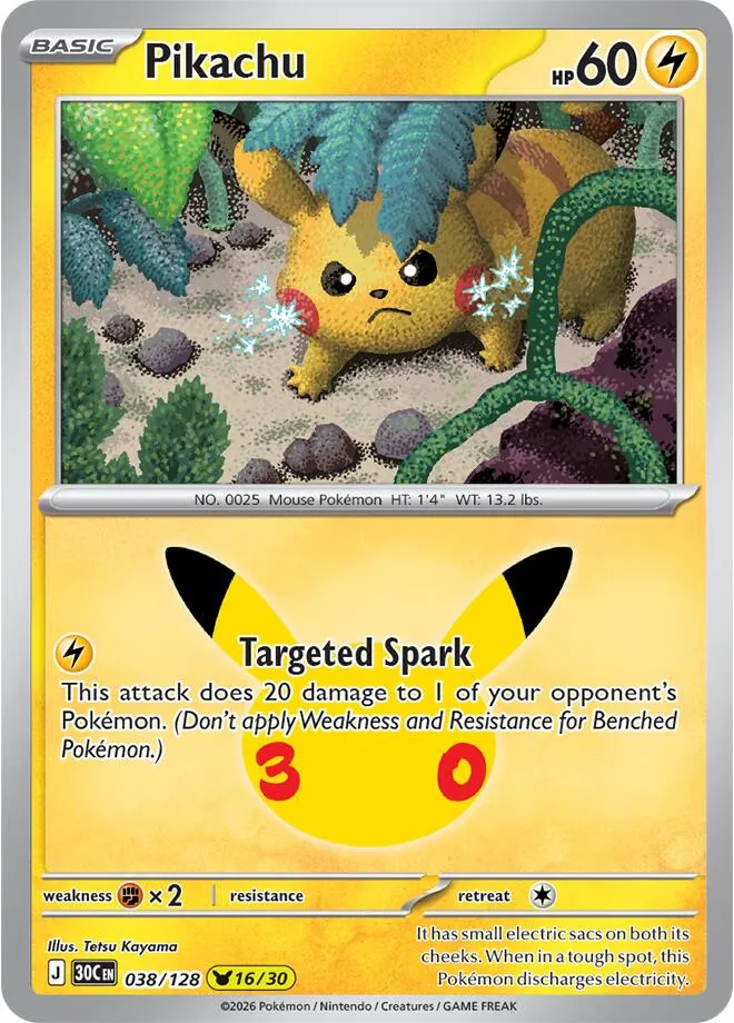 Pokémon TCG: 30th Celebration 英語版 Pikachu 38 カード表面