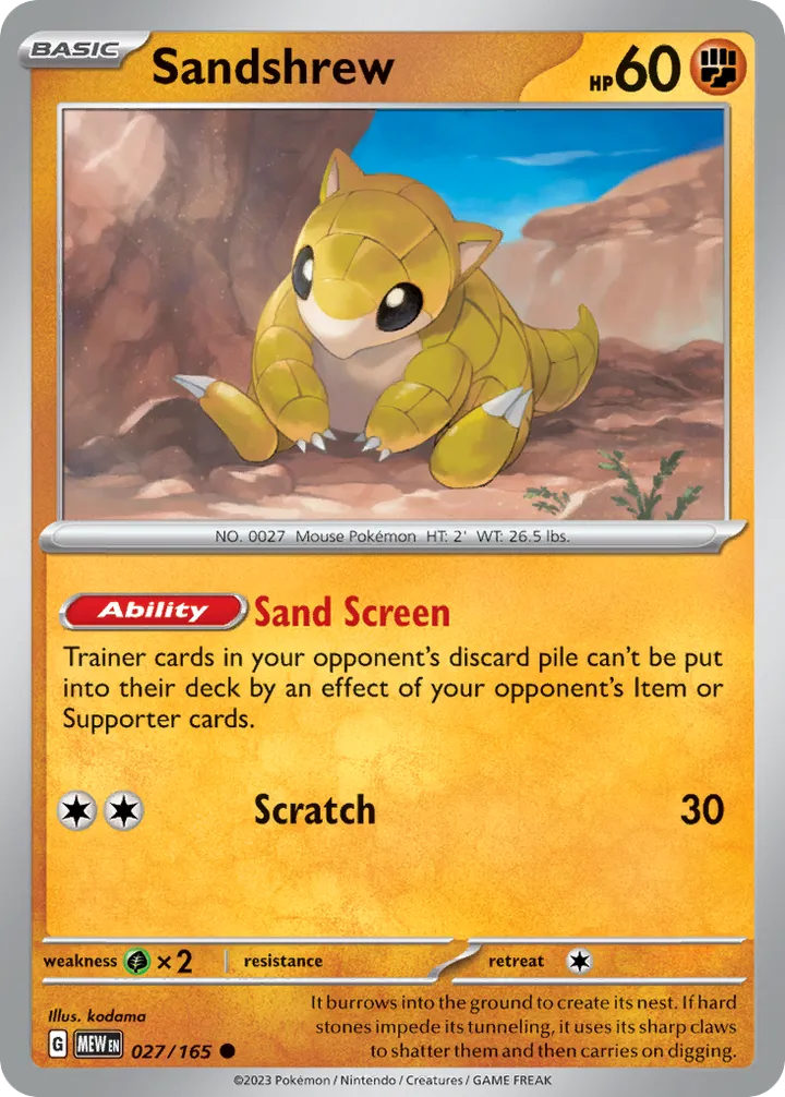 Scarlet & Violet—151 英語版 Sandshrew 27 カード表面