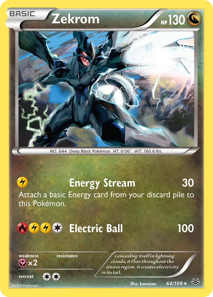 XY—Roaring Skies 英語版 Zekrom 64 カード表面