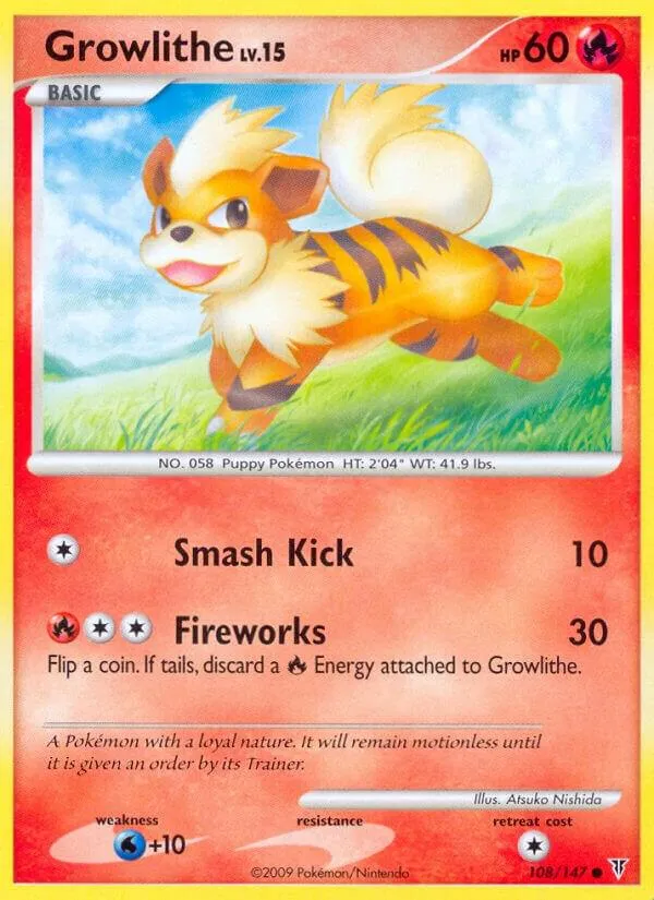 Platinum—Supreme Victors 영어판 Growlithe 108 카드 앞면