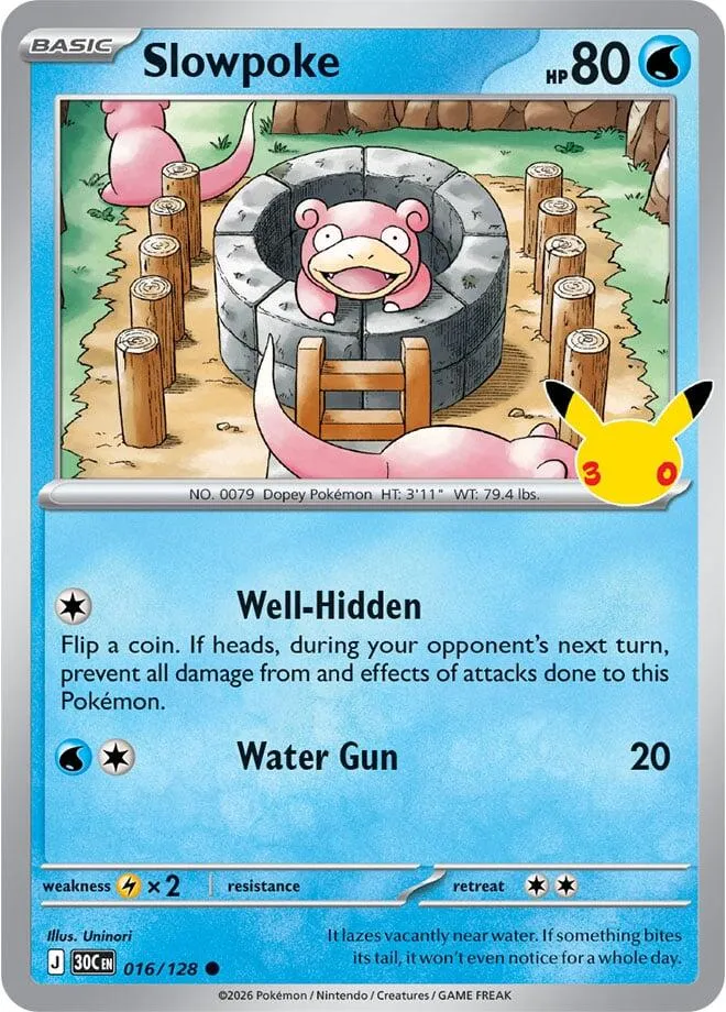 Pokémon TCG: 30th Celebration 英語版 Slowpoke 16 カード表面