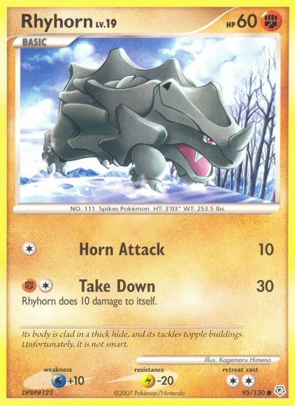 Diamond & Pearl 영어판 Rhyhorn 95 카드 앞면