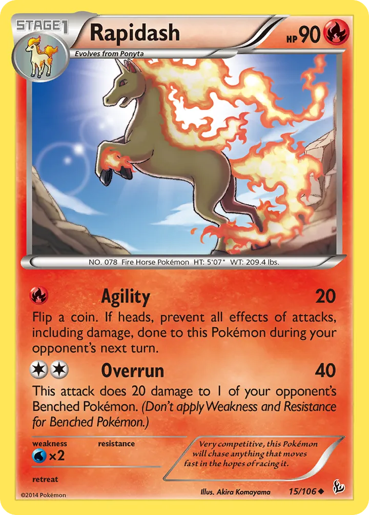 XY—Flashfire 영어판 Rapidash 15 카드 앞면