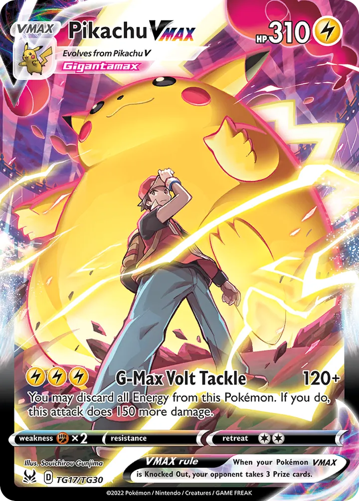 Sword & Shield—Lost Origin 영어판 Pikachu VMAX TG17 카드 앞면