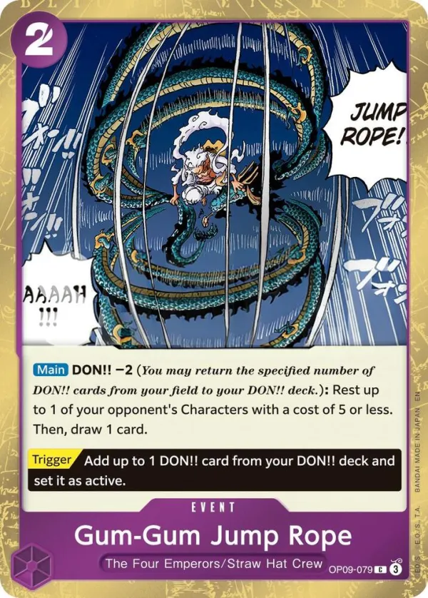 Emperors in the New World 英語版 Gum-Gum Jump Rope OP09-079 · 再録 · パイレーツ カード表面