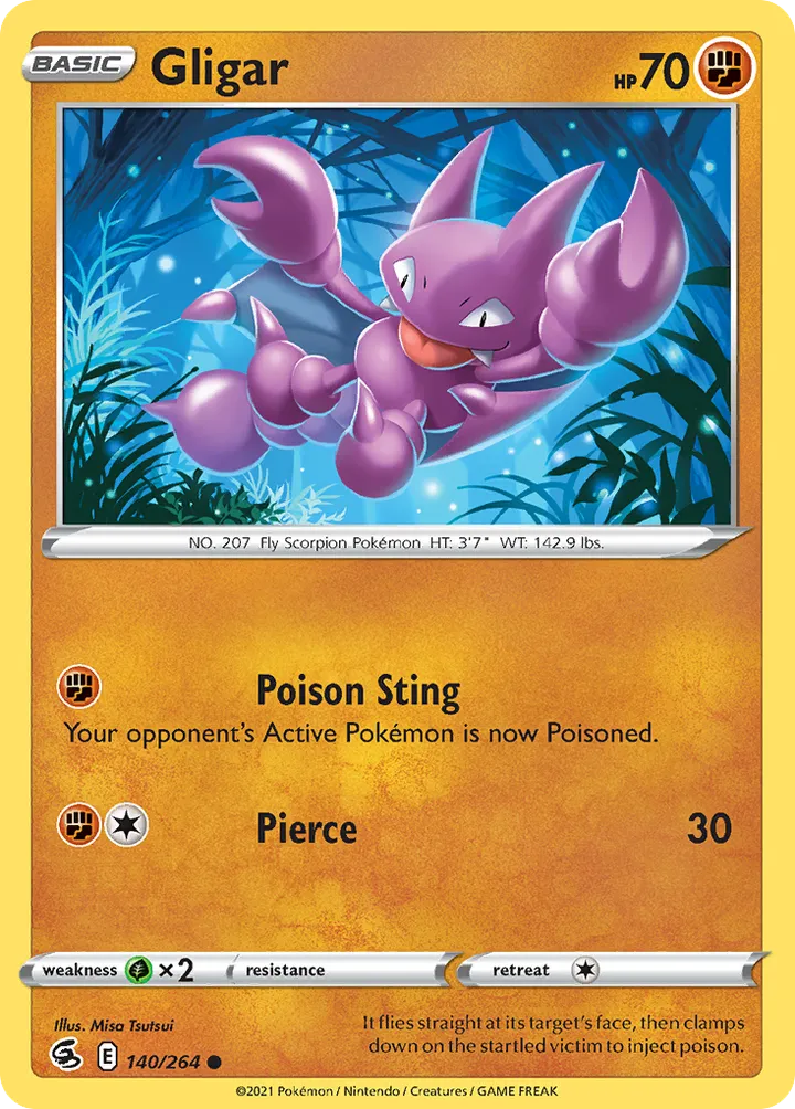 Front of Gligar 140, Sword & Shield—Fusion Strike English