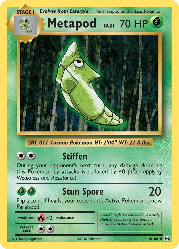 XY—Evolutions 英語版 Metapod 4 カード表面