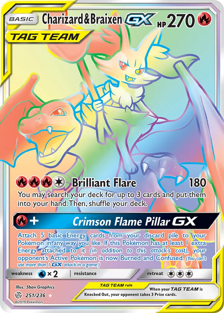 Sun & Moon—Cosmic Eclipse 英語版 Charizard & Braixen-GX 251 カード表面