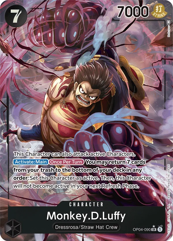 Kingdoms of Intrigue 英語版 Monkey.D.Luffy OP04-090 · パラレル カード表面