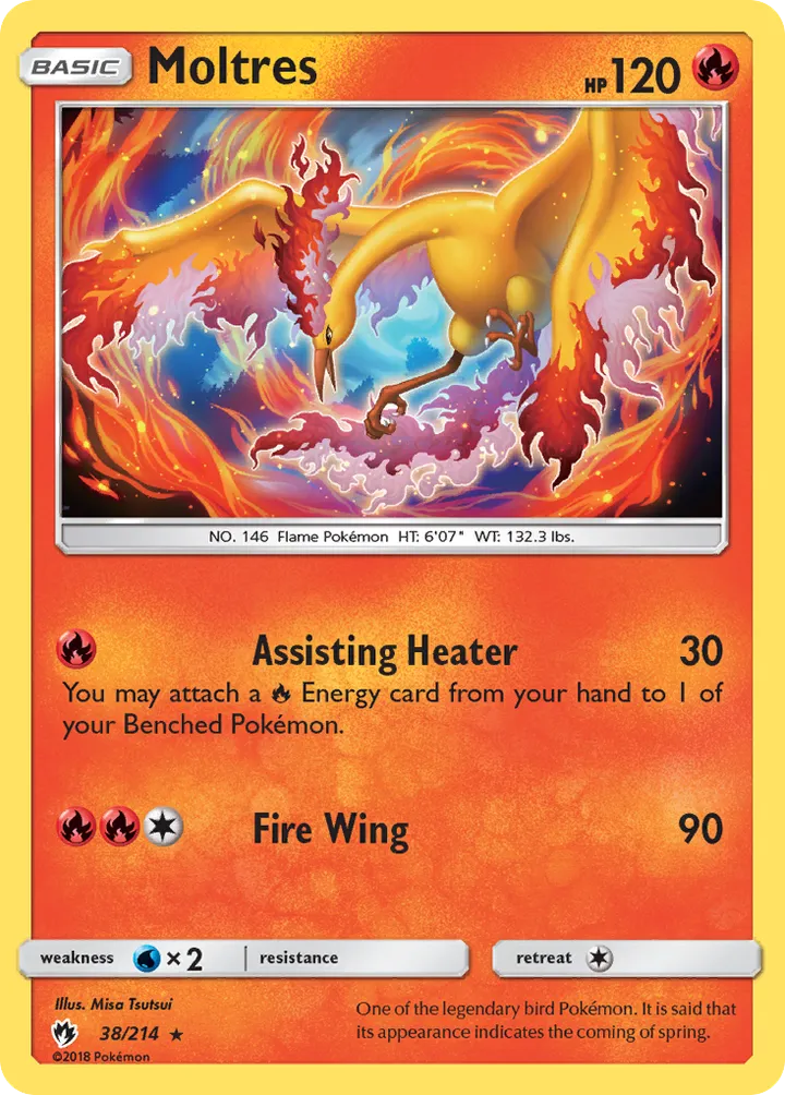 Sun & Moon—Lost Thunder 英語版 Moltres 38 カード表面