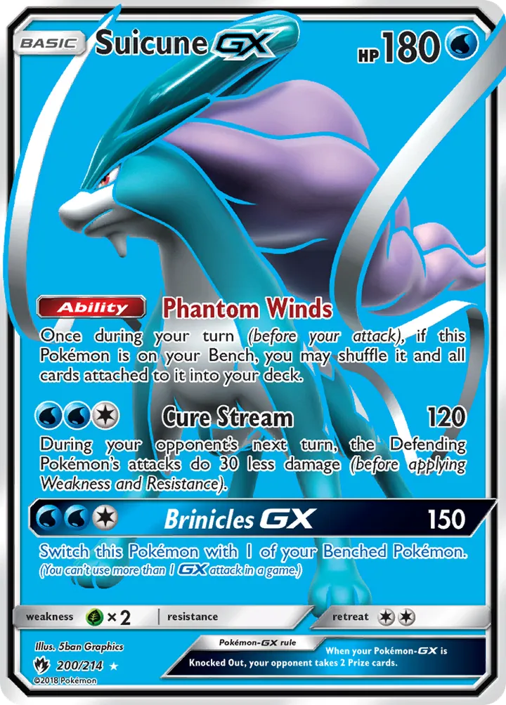 Sun & Moon—Lost Thunder 영어판 Suicune-GX 200 카드 앞면