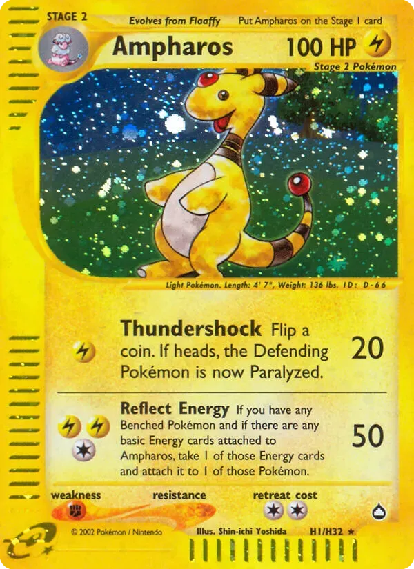 Aquapolis 영어판 Ampharos H1 카드 앞면