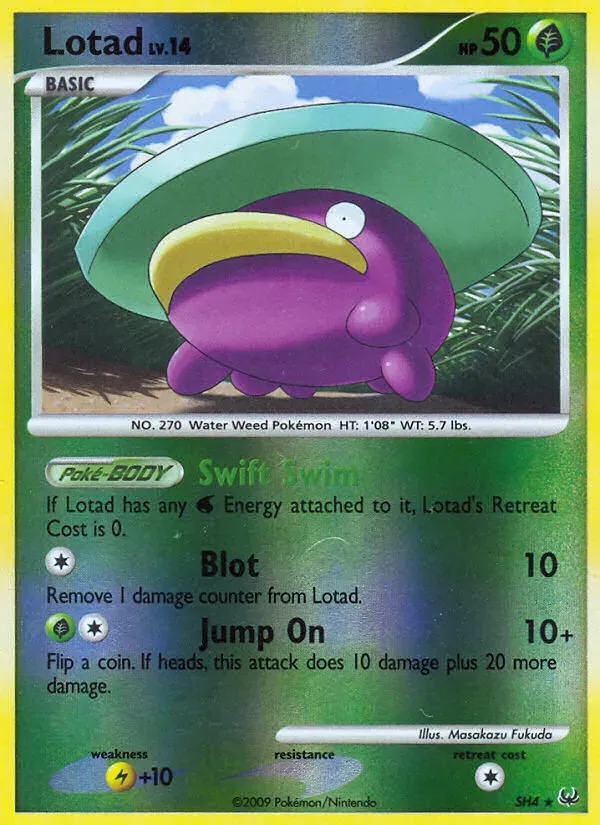 Platinum 영어판 Lotad SH4 카드 앞면