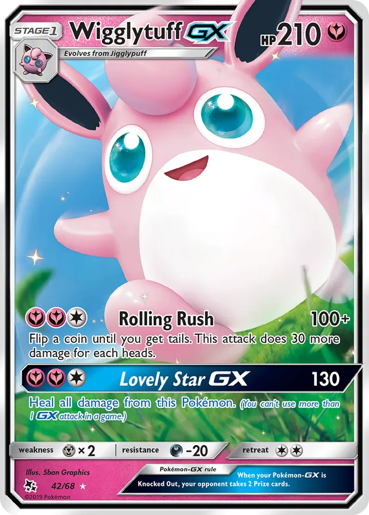 Hidden Fates 영어판 Wigglytuff-GX 42 카드 앞면