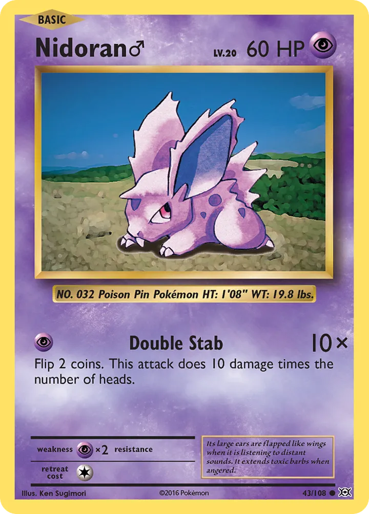 XY—Evolutions 英語版 Nidoran ♂ 43 カード表面
