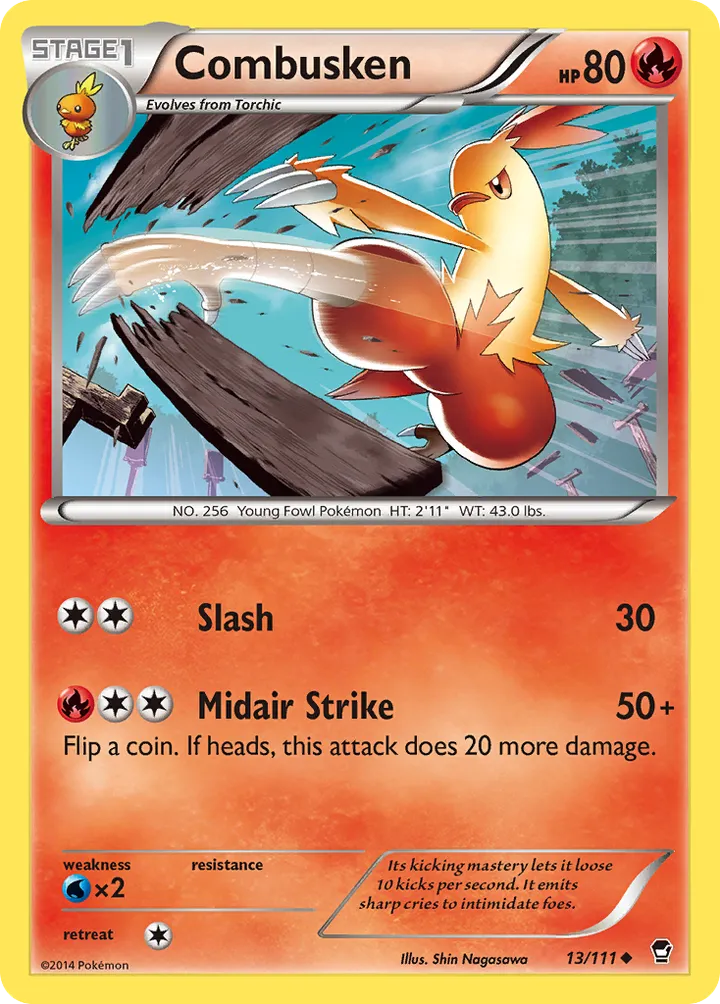 XY—Furious Fists 영어판 Combusken 13 카드 앞면