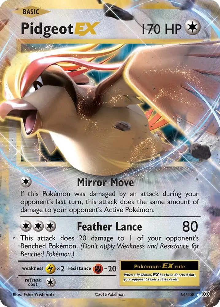 XY—Evolutions 英語版 Pidgeot-EX 64 カード表面