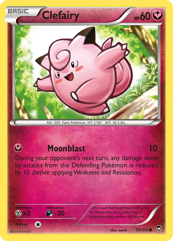 XY—Furious Fists 영어판 Clefairy 70 카드 앞면