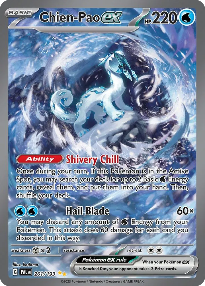 Scarlet & Violet—Paldea Evolved 영어판 Chien-Pao ex 261 카드 앞면