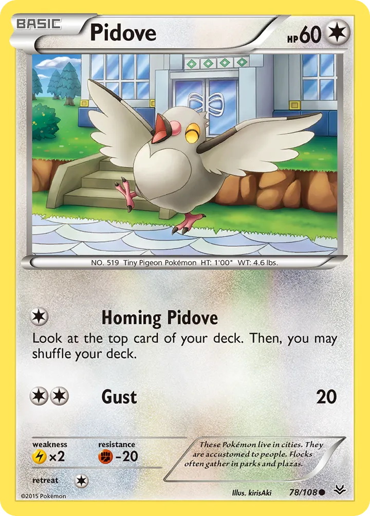 XY—Roaring Skies 英語版 Pidove 78 カード表面