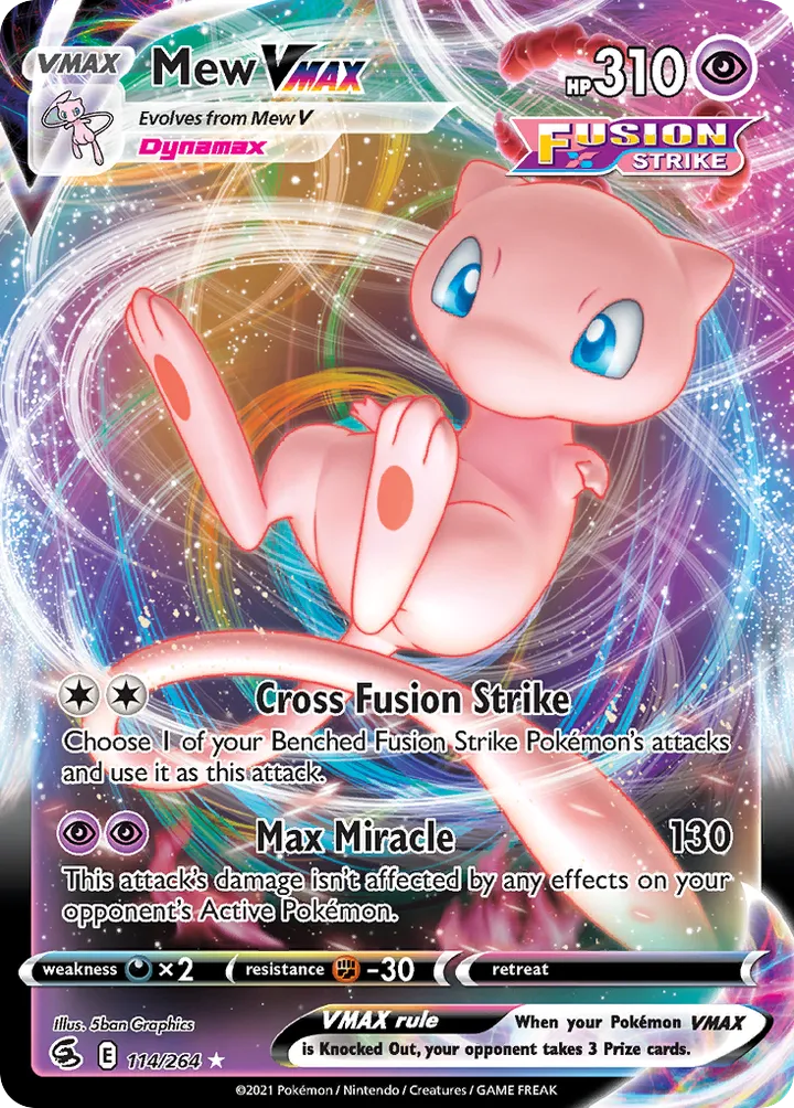 Sword & Shield—Fusion Strike 영어판 Mew VMAX 114 카드 앞면