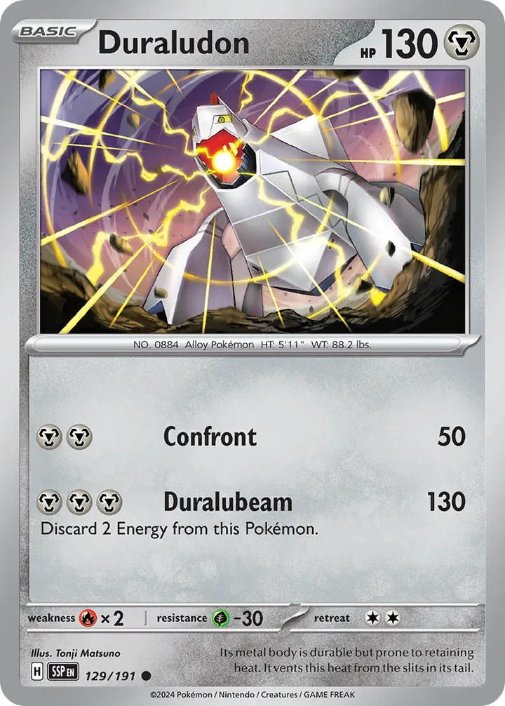 Scarlet & Violet—Surging Sparks 영어판 Duraludon 129 카드 앞면