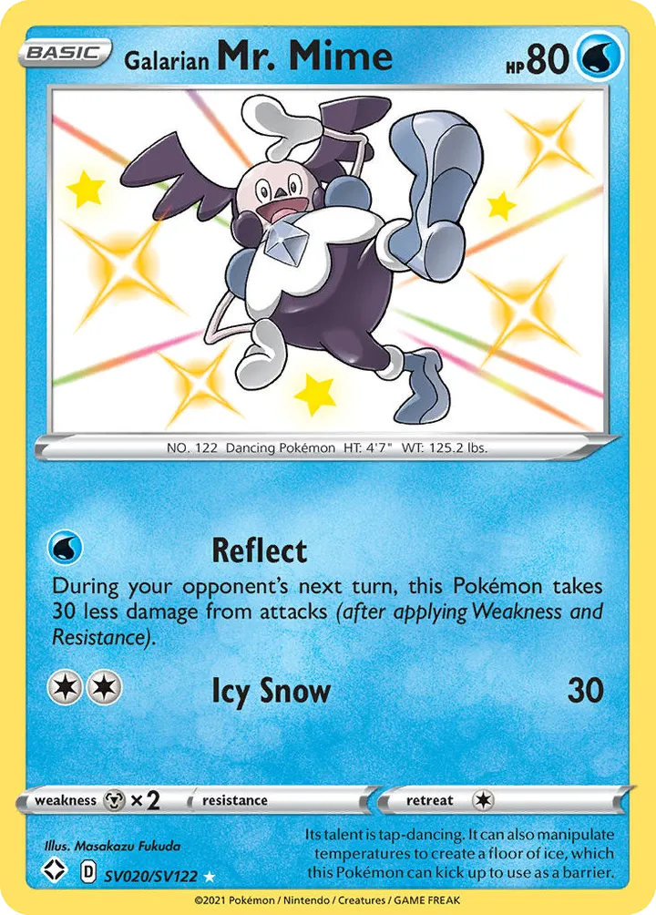 Shining Fates 영어판 Galarian Mr. Mime SV020 카드 앞면