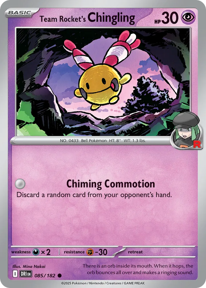 Scarlet & Violet—Destined Rivals 영어판 Team Rocket's Chingling 85 카드 앞면