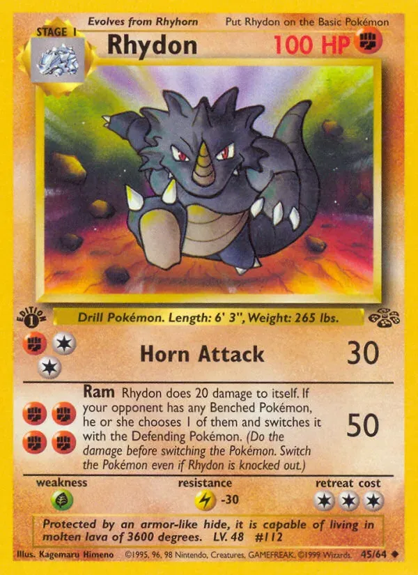 Jungle 영어판 Rhydon 45 카드 앞면