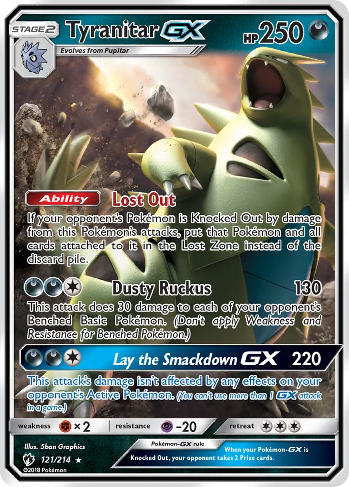 Sun & Moon—Lost Thunder 영어판 Tyranitar-GX 121 카드 앞면
