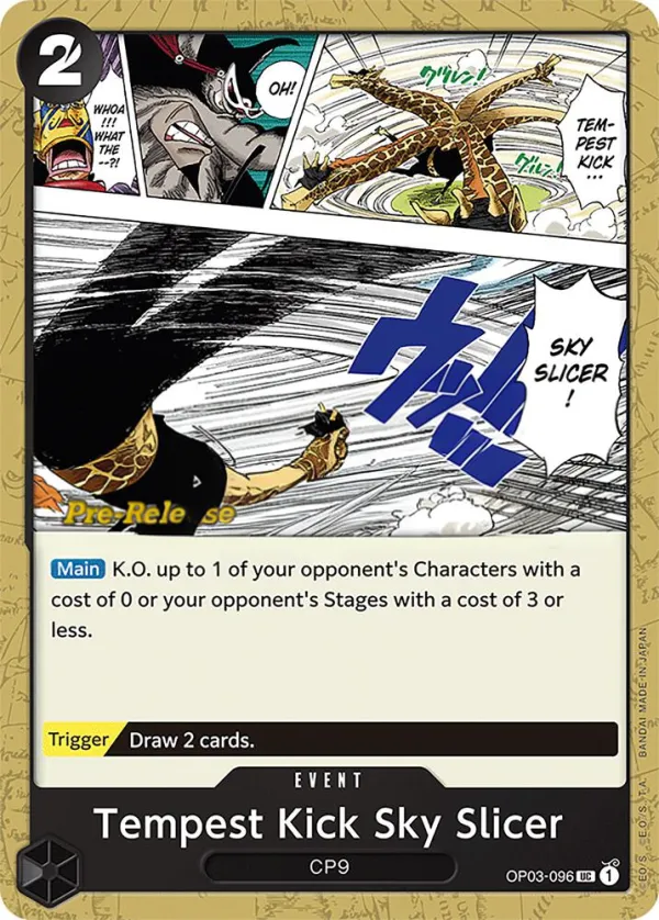 Pillars of Strength 英語版 Tempest Kick Sky Slicer OP03-096 · プレリリース カード表面