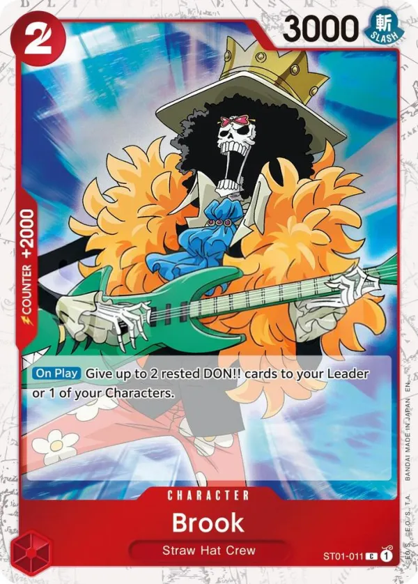 Straw Hat Crew 영어판 Brook ST01-011 · 재록 · 해적 카드 앞면