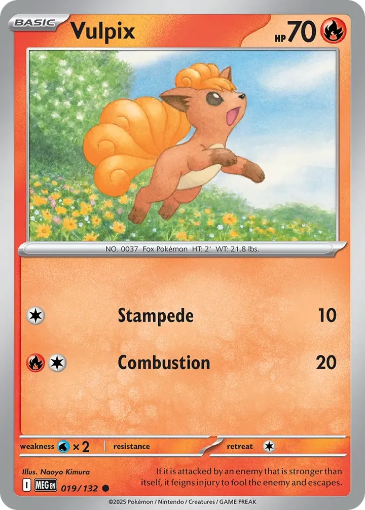 Mega Evolution 영어판 Vulpix 19 카드 앞면